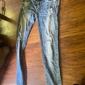 Zara Blue Boot Cut Jeans Distressed Casual